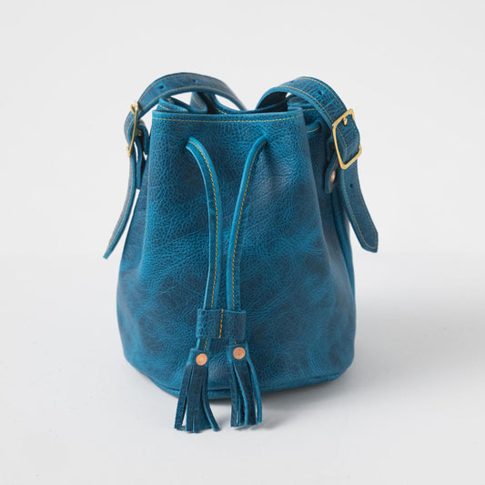 Blue Leather Hand Bag