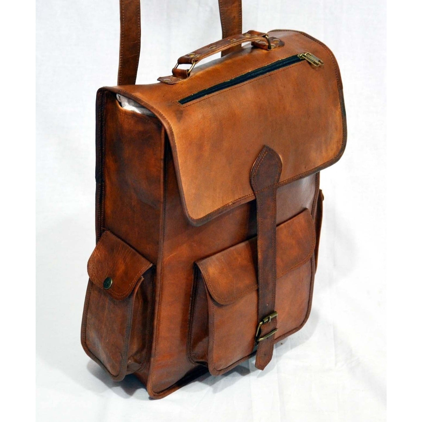 Large Handmade Leather School Bag Laptop School Backpack