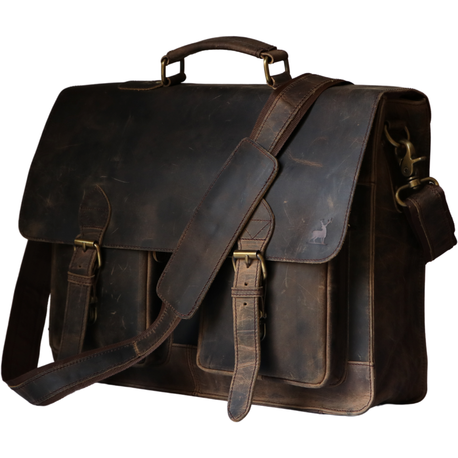 Retro Buffalo Leather Laptop Messenger Bag