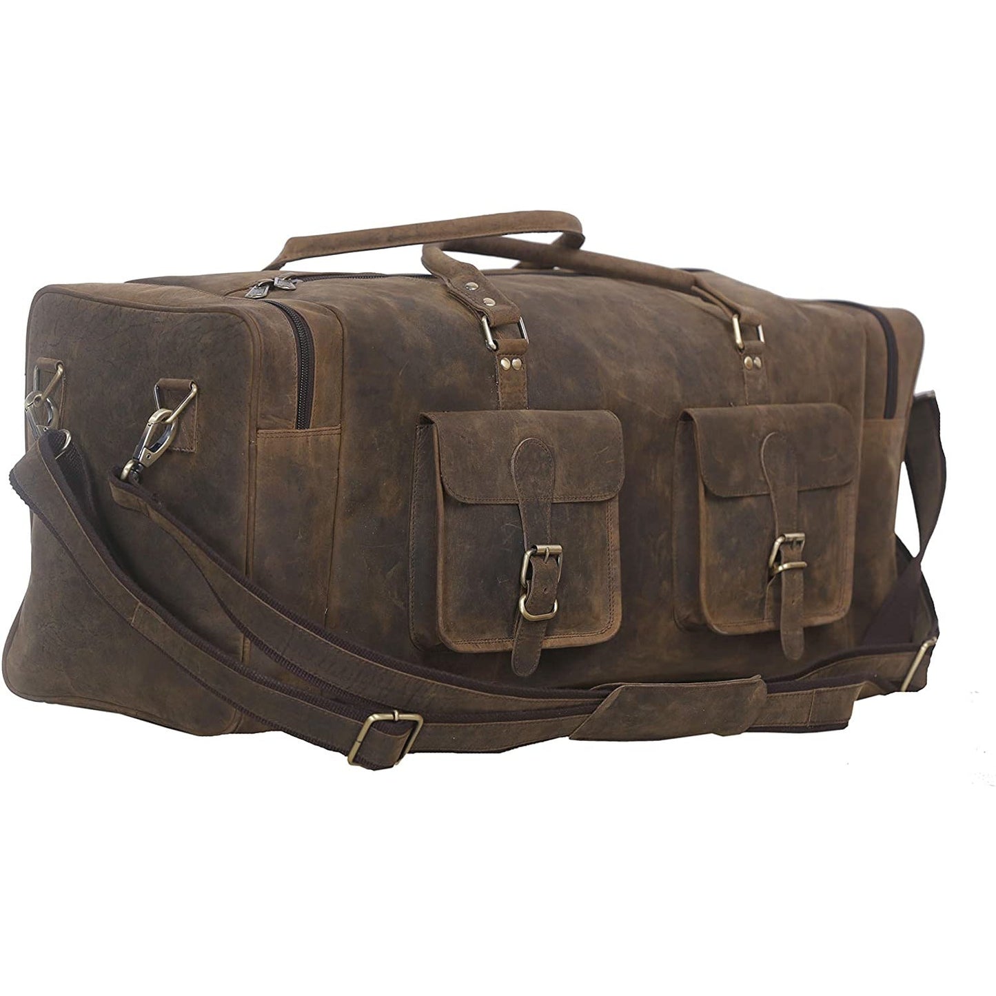 Large Buffalo Hunter Leather Travel Duffel Bag