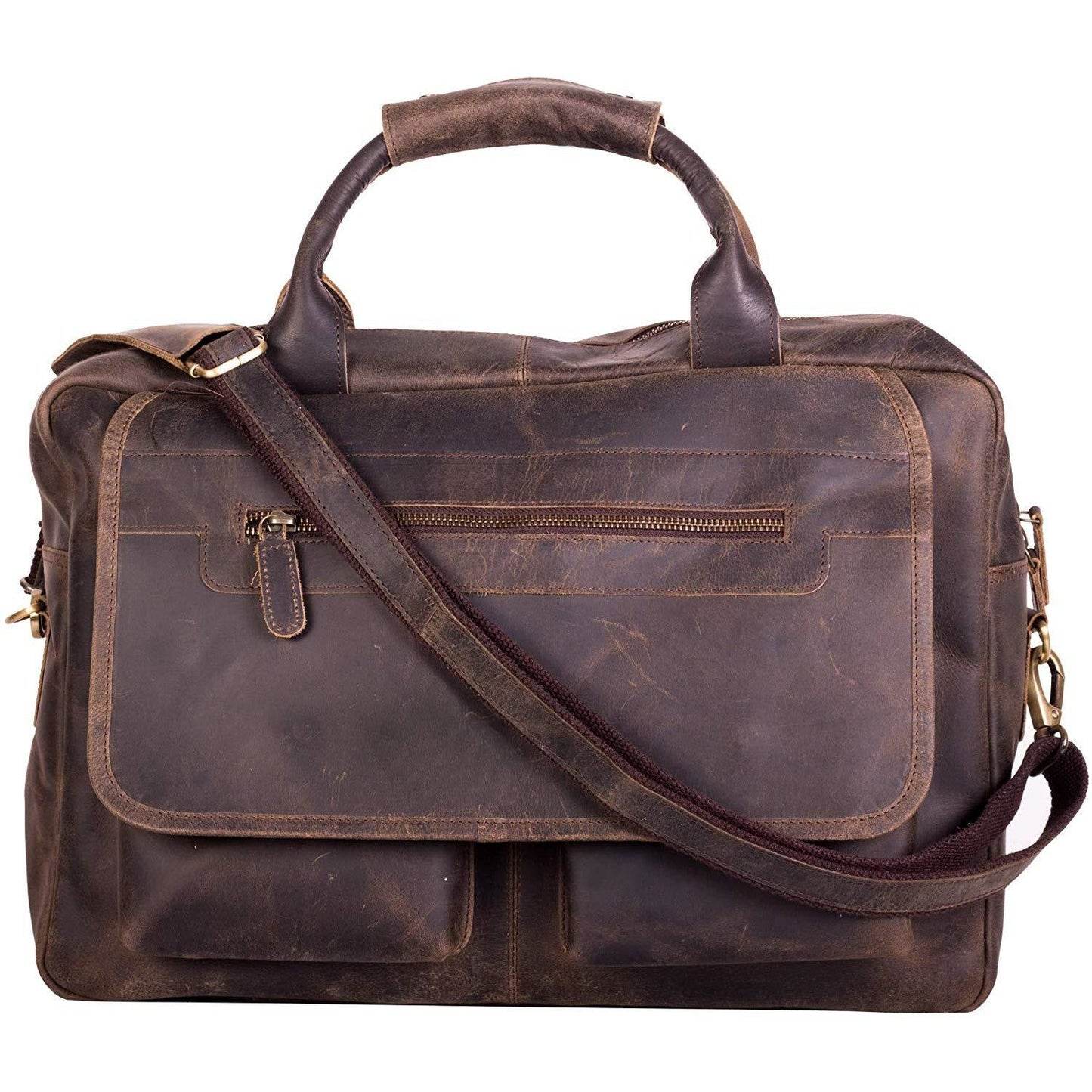 Handmade Men's Brown Leather Briefcase