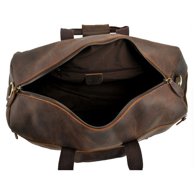 Full Grain Cowhide Leather Weekender Duffel Bag Overnight Luggage