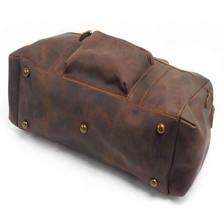 Full Grain Cowhide Leather Weekender Duffel Bag Overnight Luggage