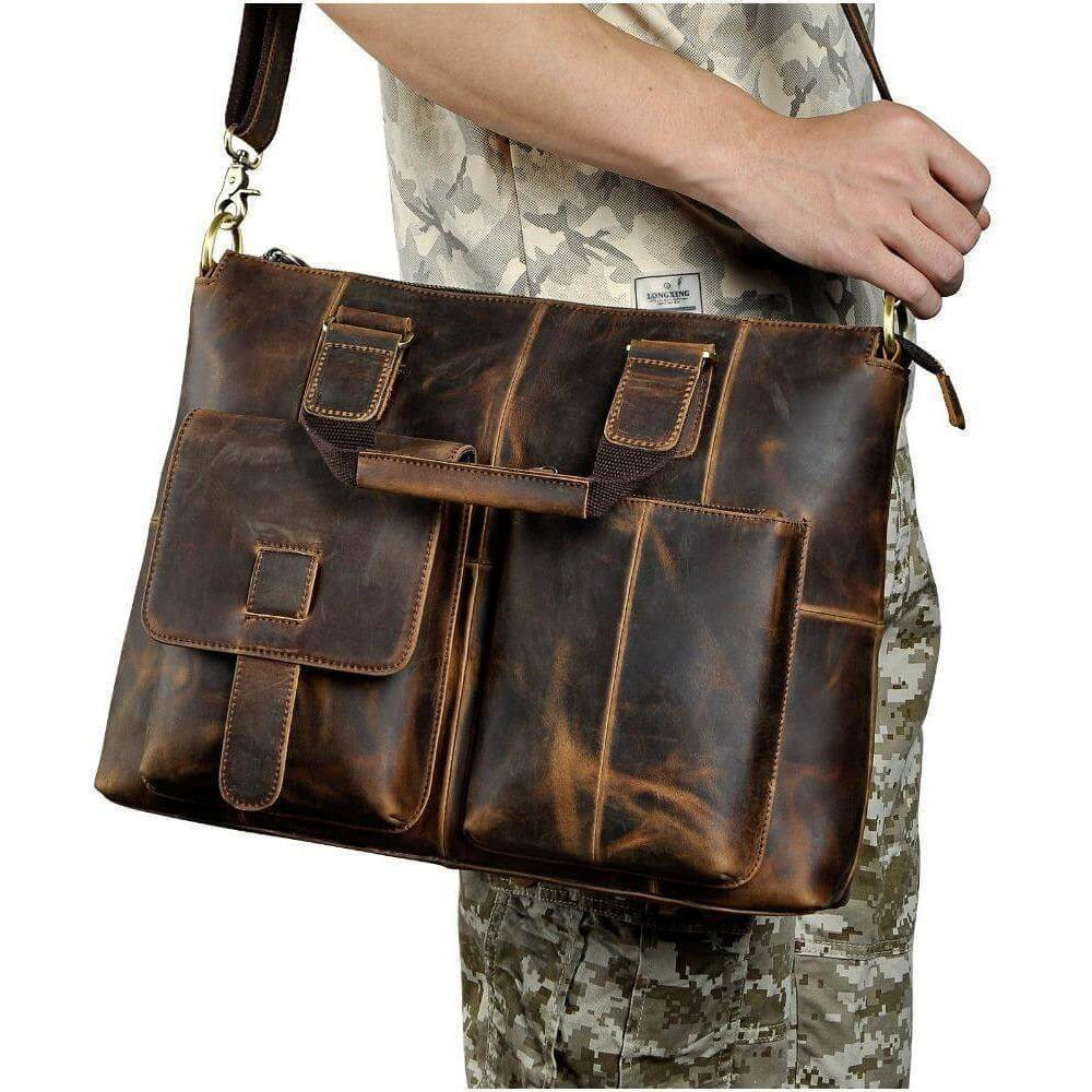 Vintage Cow Leather Laptop Bag