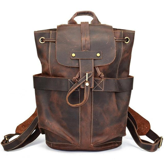 Vintage Leather Duffel Backpack