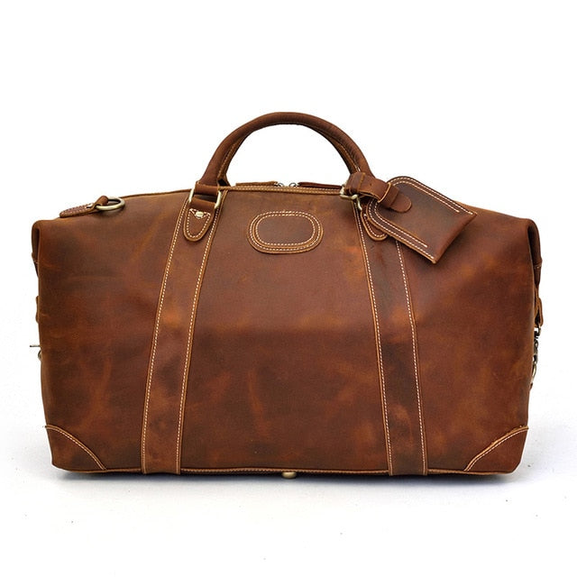 Crazy Horse Cowhide Leather Duffel Travel Bag